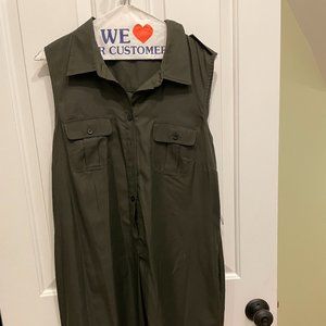 Silk CALVIN KLEIN Green Shirt Dress Large